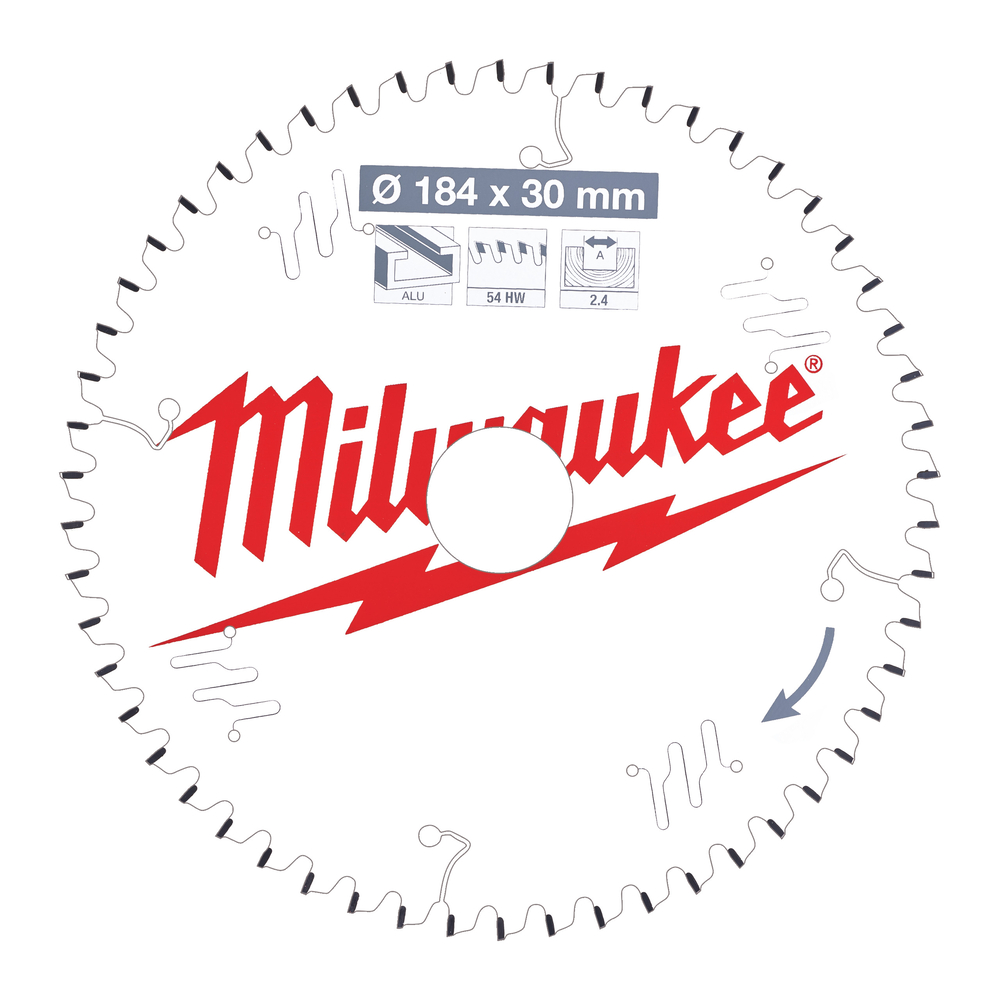 LAME SCIE CIRCULAIRE ALU 184X30X2,4/54 PLATE NEG MILWAUKEE ACCESSOIRES - 4932471299