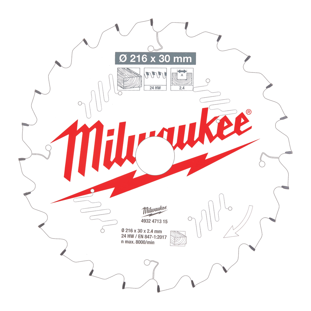 LAME ONGLET BOIS 216X30X2,4X24 ALTAILLANTS NEG MILWAUKEE ACCESSOIRES - 4932471315