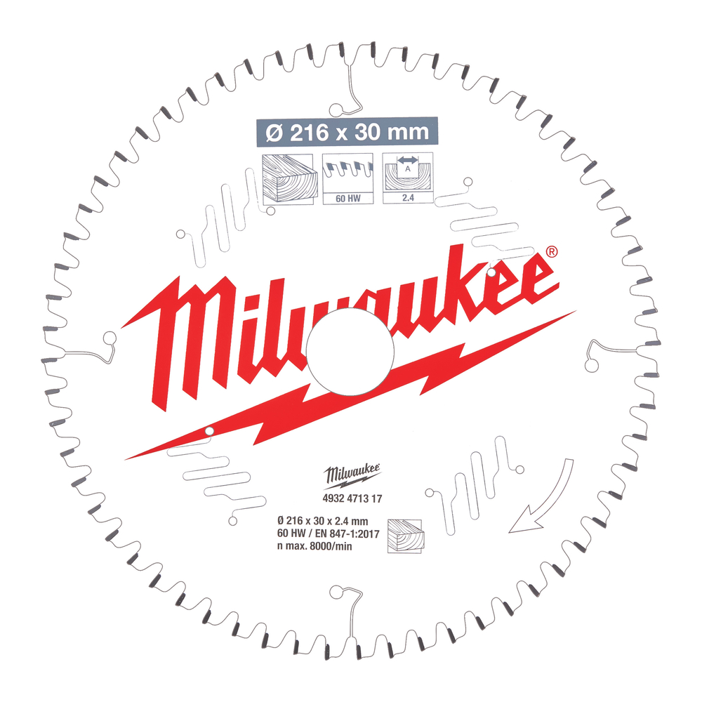 LAME ONGLET BOIS 216X30X2,4X60 ALTAILLANTS NEG MILWAUKEE ACCESSOIRES - 4932471317