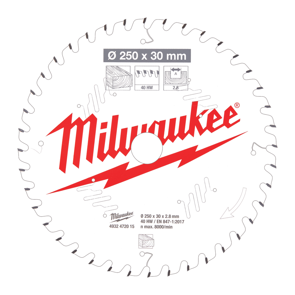 LAME ONGLET BOIS 250X30X2,8X40 ALTERNEE MILWAUKEE ACCESSOIRES - 4932472015