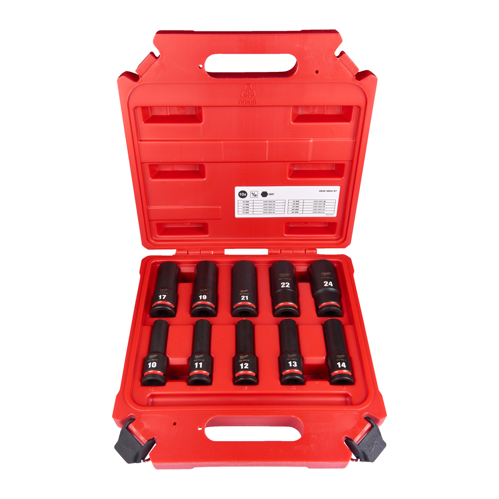 Douille shockwave 1/2 longues set 10 pièces MILWAUKEE ACCESSOIRES - 4932480457
