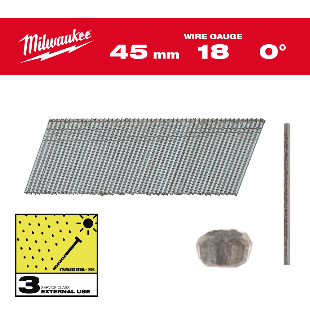 BOITE 5000 CLOUS GAUGE 18 INOX 50MM - Carton MILWAUKEE ACCESSOIRES - 4932492564