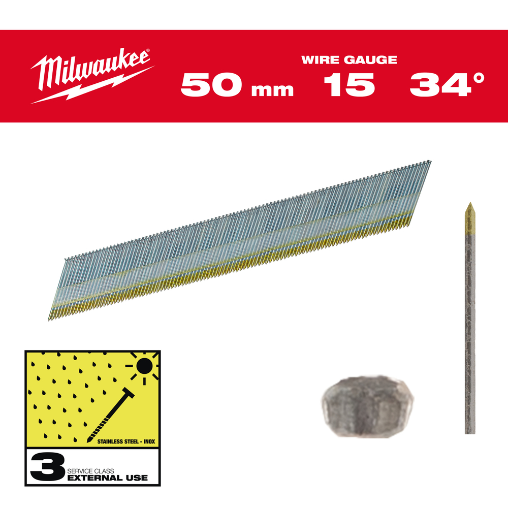 BOITE DE 2500 CLOUS G15 63MM INOX - Carton MILWAUKEE ACCESSOIRES - 4932492581