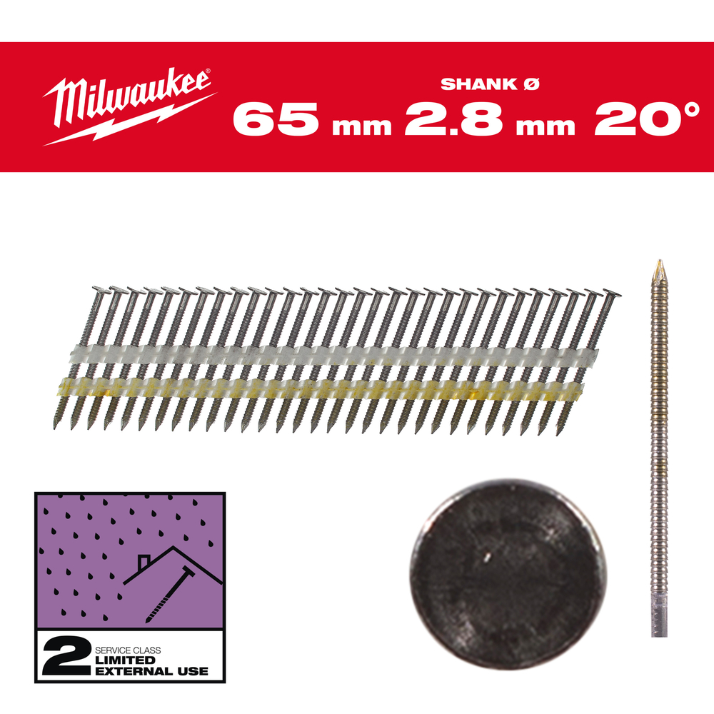 BOITE DE 1750 CLOUS 20° 7.4x2.8/75MM RS GALVA - Carton MILWAUKEE ACCESSOIRES - 4932492592