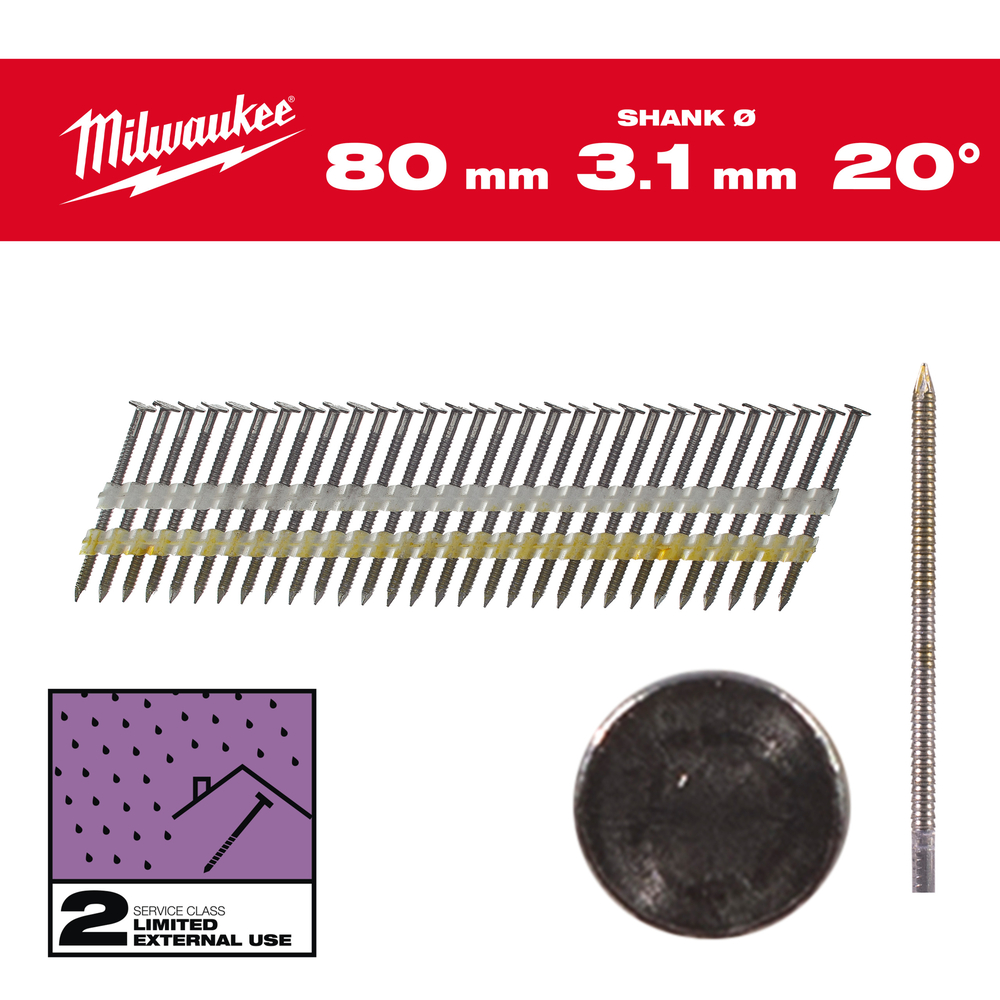 BOITE DE 1750 CLOUS 20° 7.4x3.1/90MM RS GALVA - Carton MILWAUKEE ACCESSOIRES - 4932492594