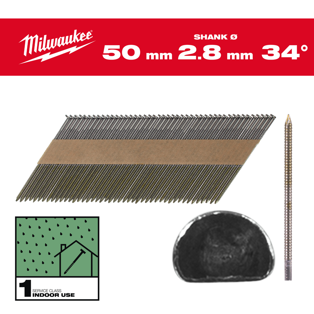 BOITE DE 2200 CLOUS 34° 63 MM RS - Carton MILWAUKEE ACCESSOIRES - 4932492600