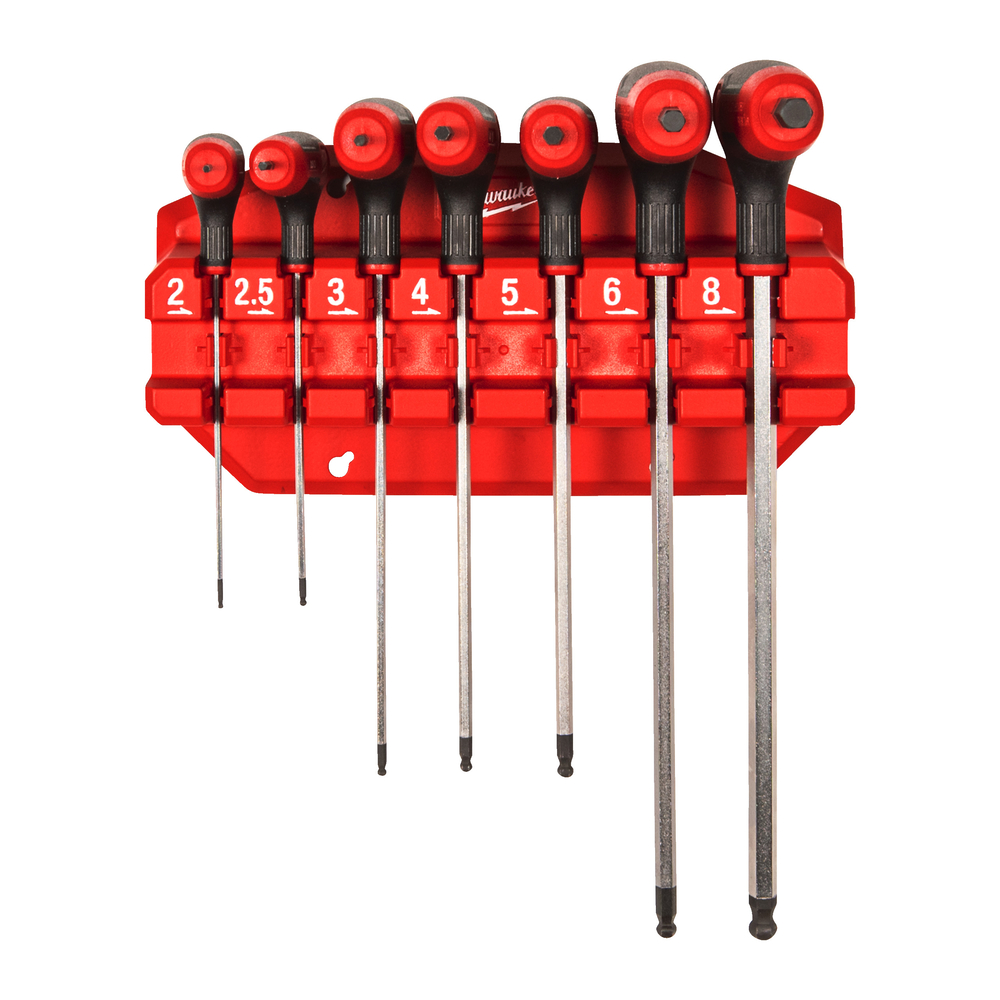Set de clés males 6 pans poignée en T confort 7 pièces MILWAUKEE - 4932498677