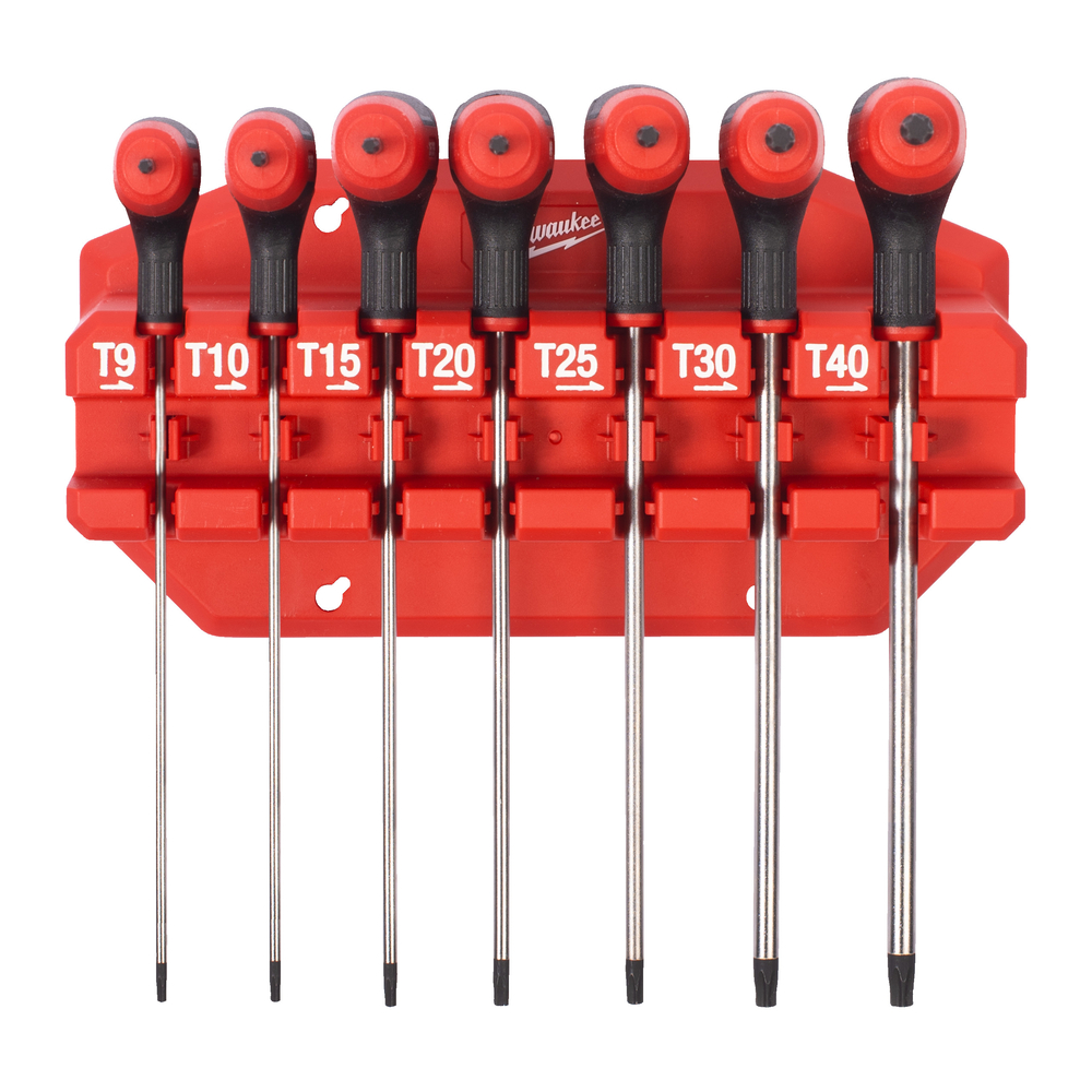 Set de clés males torx poignée en T avec capsule de frappe 7 pièces MILWAUKEE - 4932498690