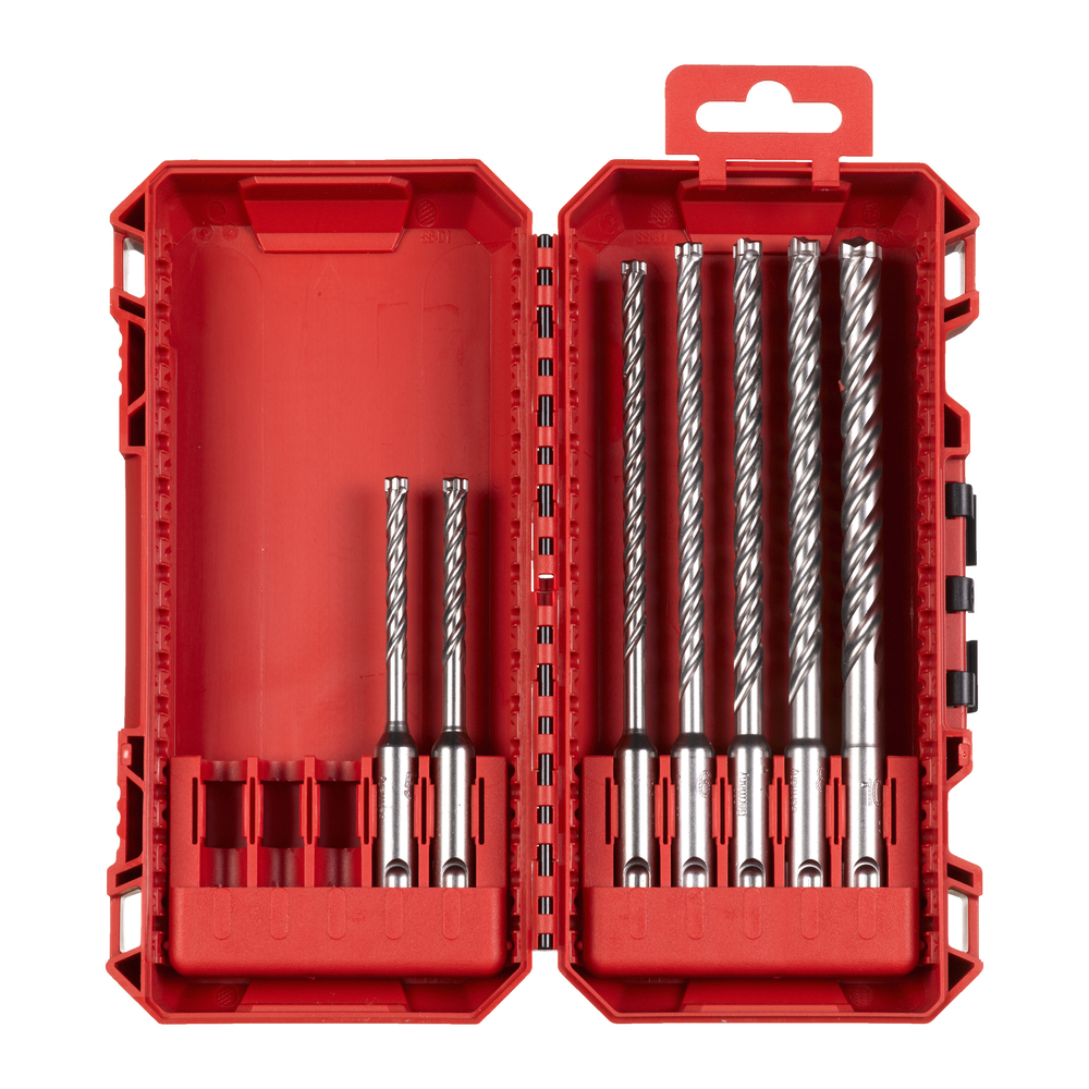 Set de 7 forêts SDS+ 4 taillants MX4 -UK MILWAUKEE 5,5 / 6 x 115 mm et 5 / 5,5 / 6 / 8 / 10 x 165 mm. - 4932500061