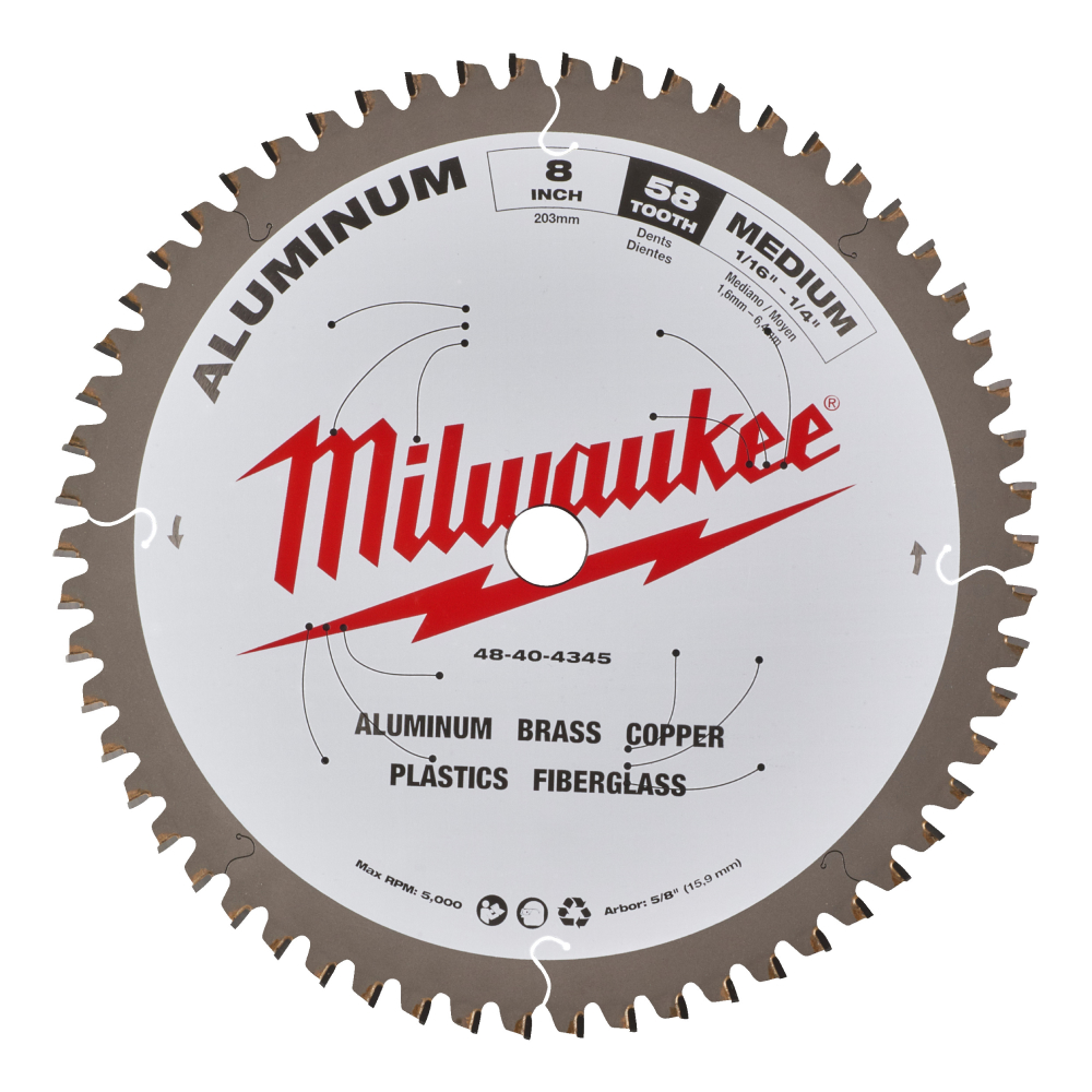 Lame scie circulaire alu 203x5/8x2,4x58 MILWAUKEE - 4932501194