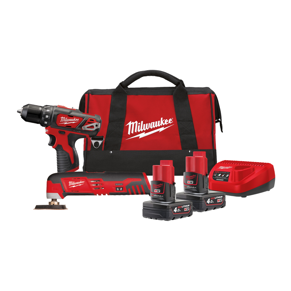 Pack MILWAUKEE : M12 BPD-0 Perceuse/C12 MT-0 MultiTool/2 batteries 12V 4 Ah- 4933441250