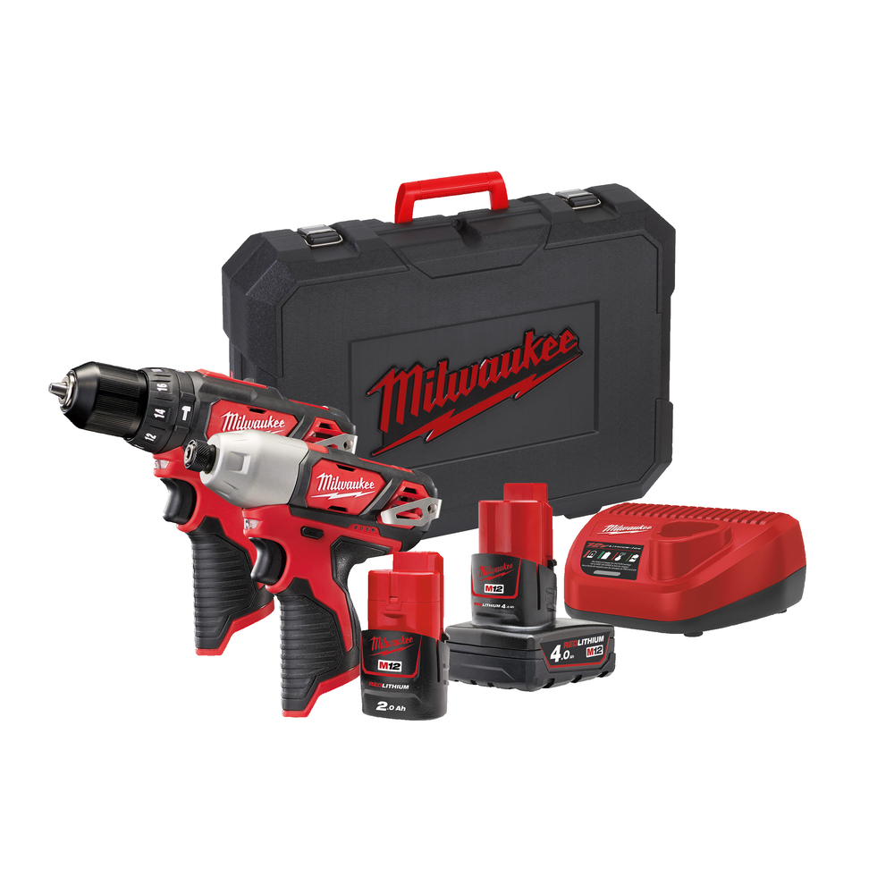Pack 2 produits MILWAUKEE 12V M12BPD et M12BID avec batteries 4 Ah et 2Ah - 4933443497