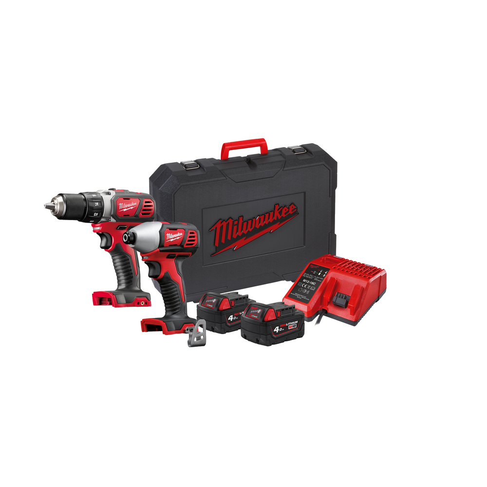 Pack 2 produits visseuse + perceuse 18v livré avec deux batteries et chargeur en coffret m18 BPP2D-402C MILWAUKEE - 4933447126