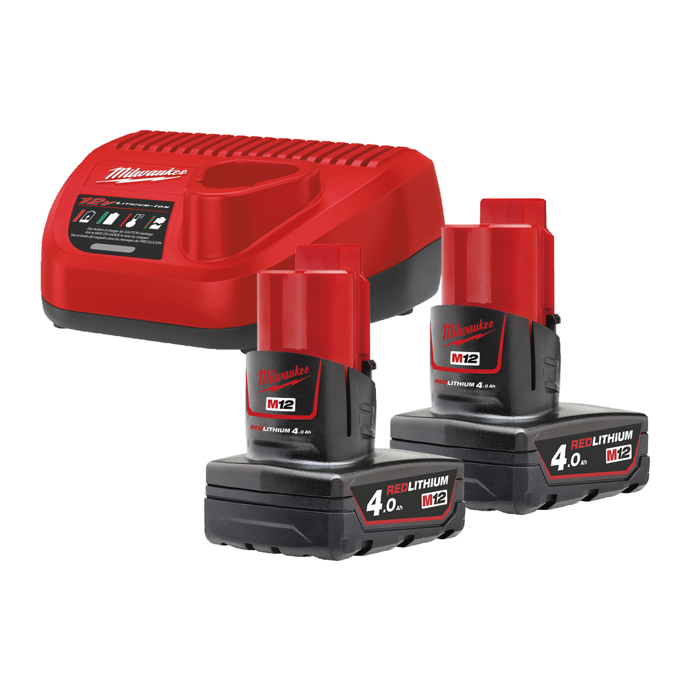 Pack de 2 batteries NRJ 12V, 4,0 Ah Red Lithium, système M12 MILWAUKEE - 4933459211