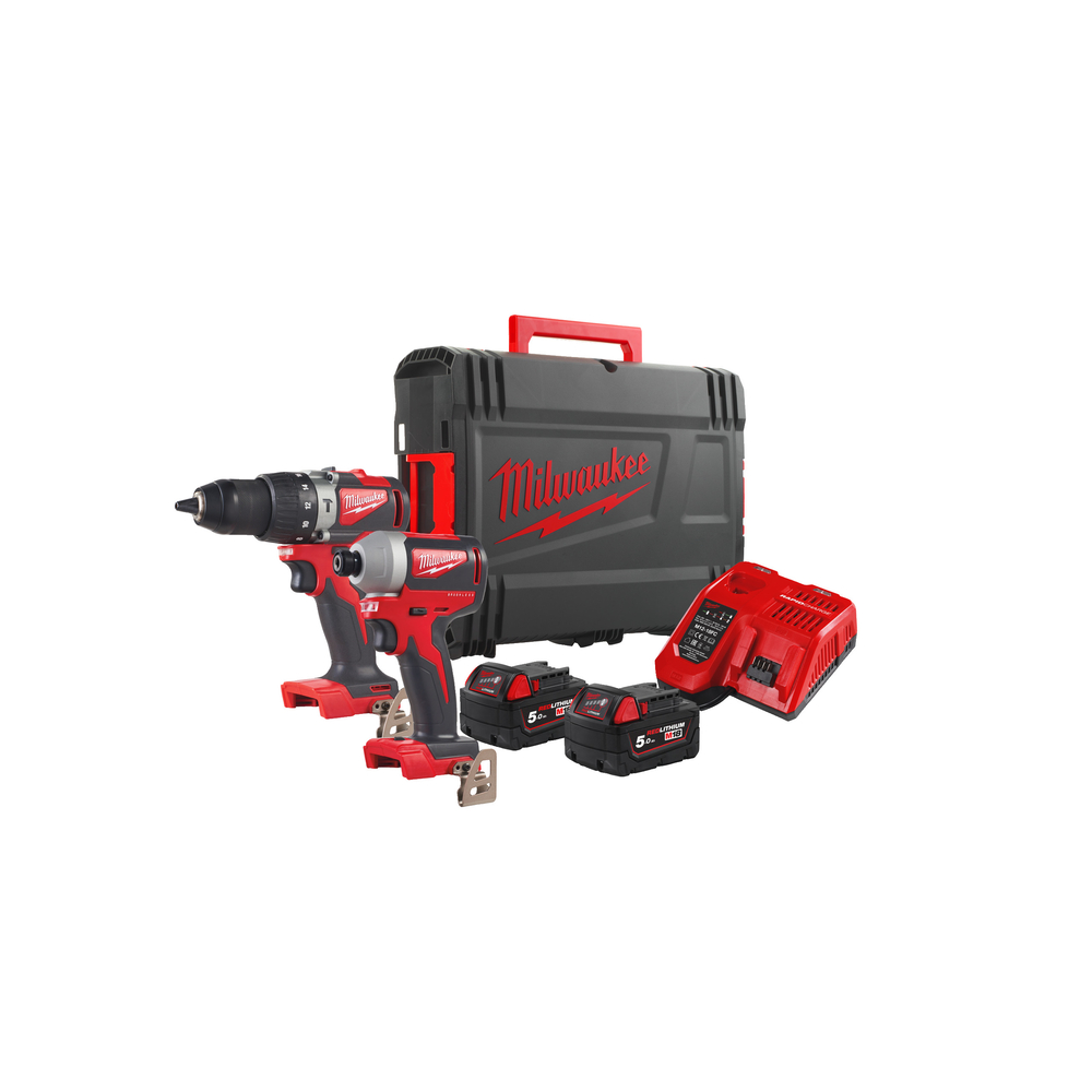 PACK VISSEUSE + PERCEUSE 18V MILWAUKEE M18 BLPP2A2-502X AVEC BATTERIES 4933464522