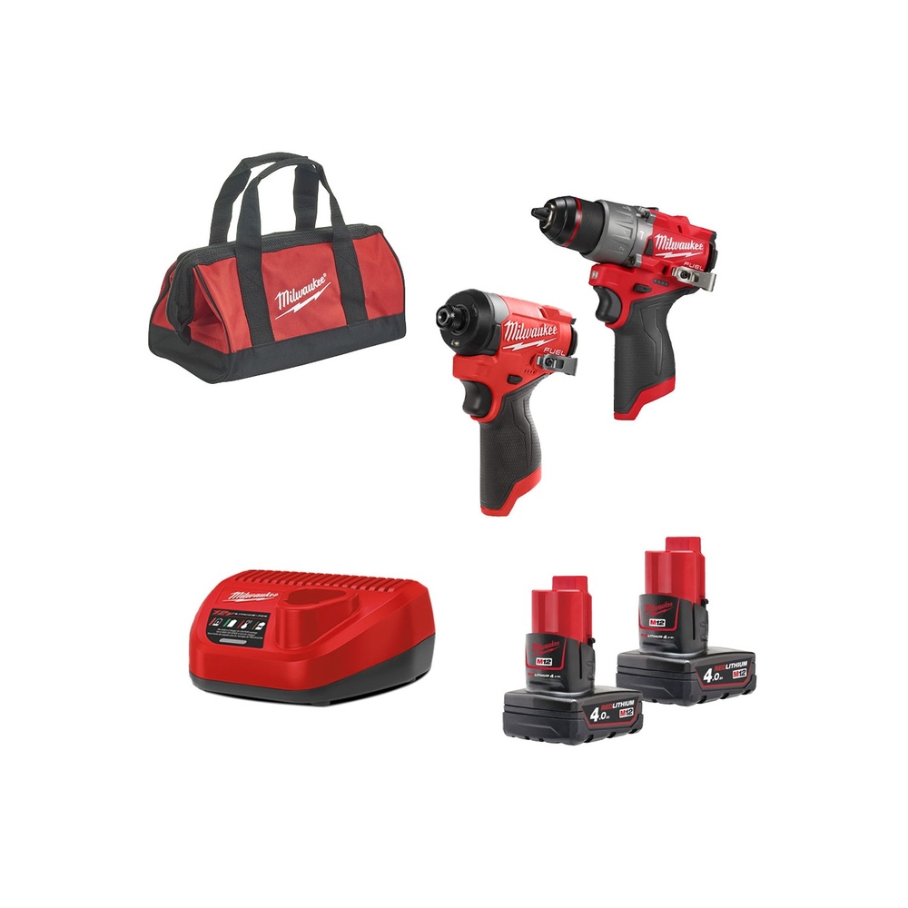 Pack Perceuse percussion + Visseuse à chocs MILWAUKEE M12 FPP2A2-402X - 4933480587