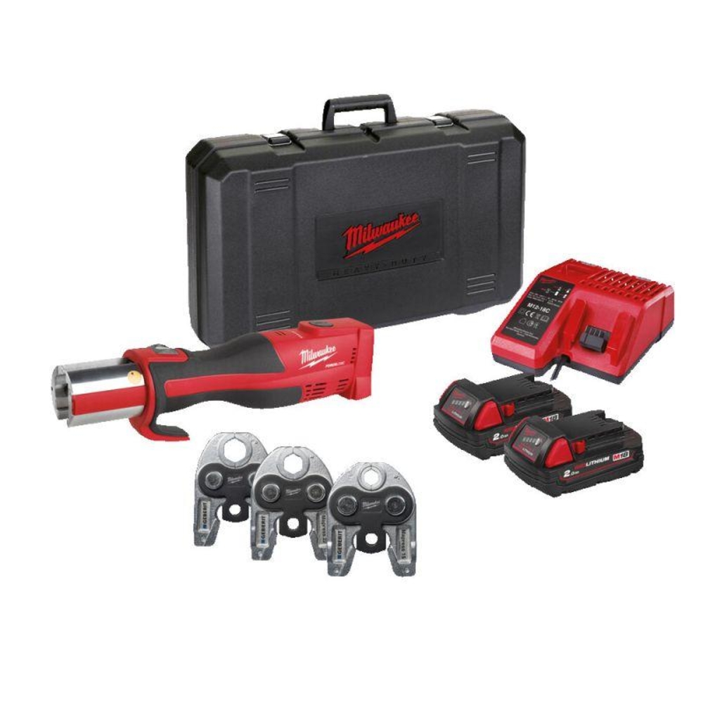Pince à sertir BRUSHLESS 18V, 2Ah, 3 Mâchoires Geberit Mapress - Coffret, 2 batteries 18V Red Lithium 2Ah, chargeur C12 C - 4933480903