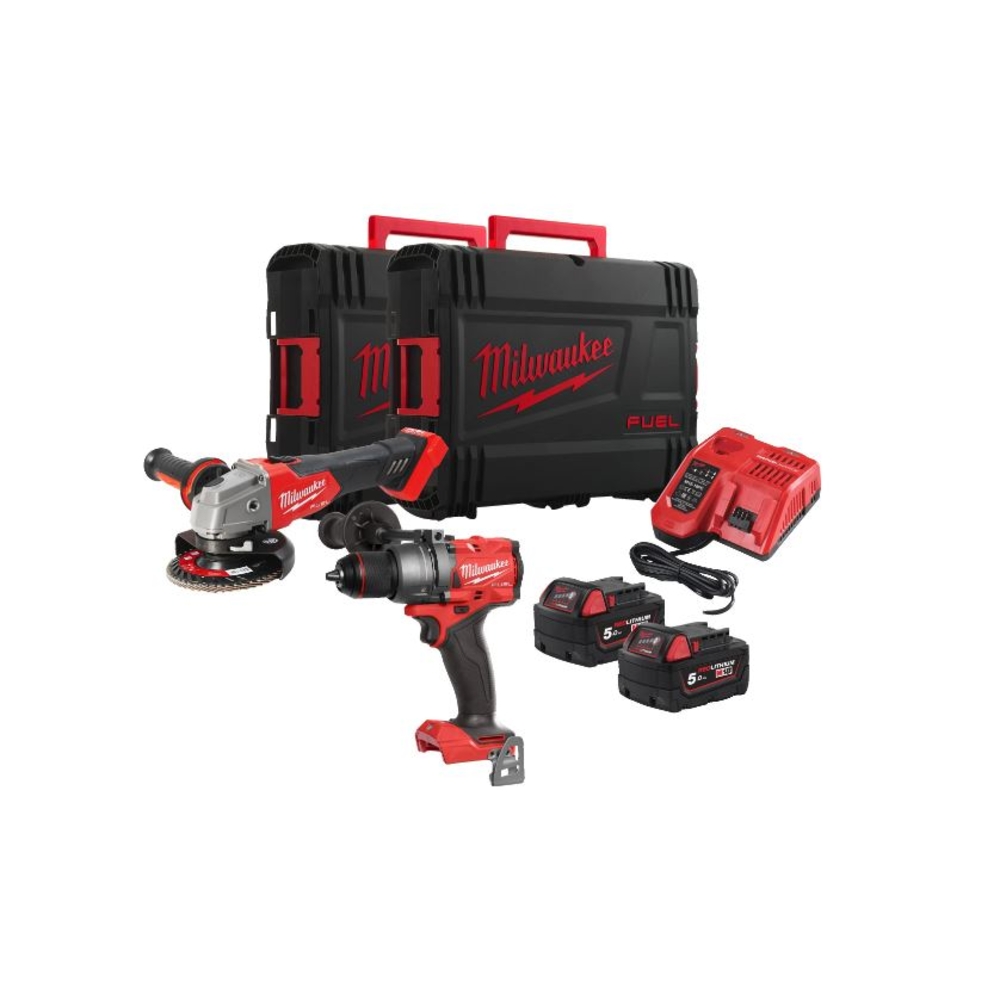 Pack duo meuleuse 125mm et perceuse percussion MILWAUKEE M18 FPP2E3-502X - 4933492516