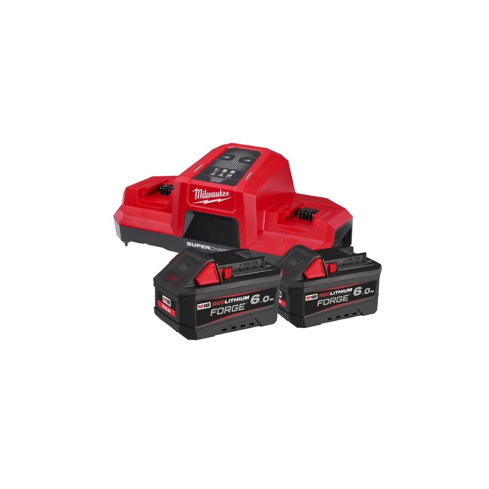 PACK MILWAUKEE FORGE CHARGEUR DOUBLE + BATTERIES 6 AH 18V M18 NRG-602DBSC 4933498549