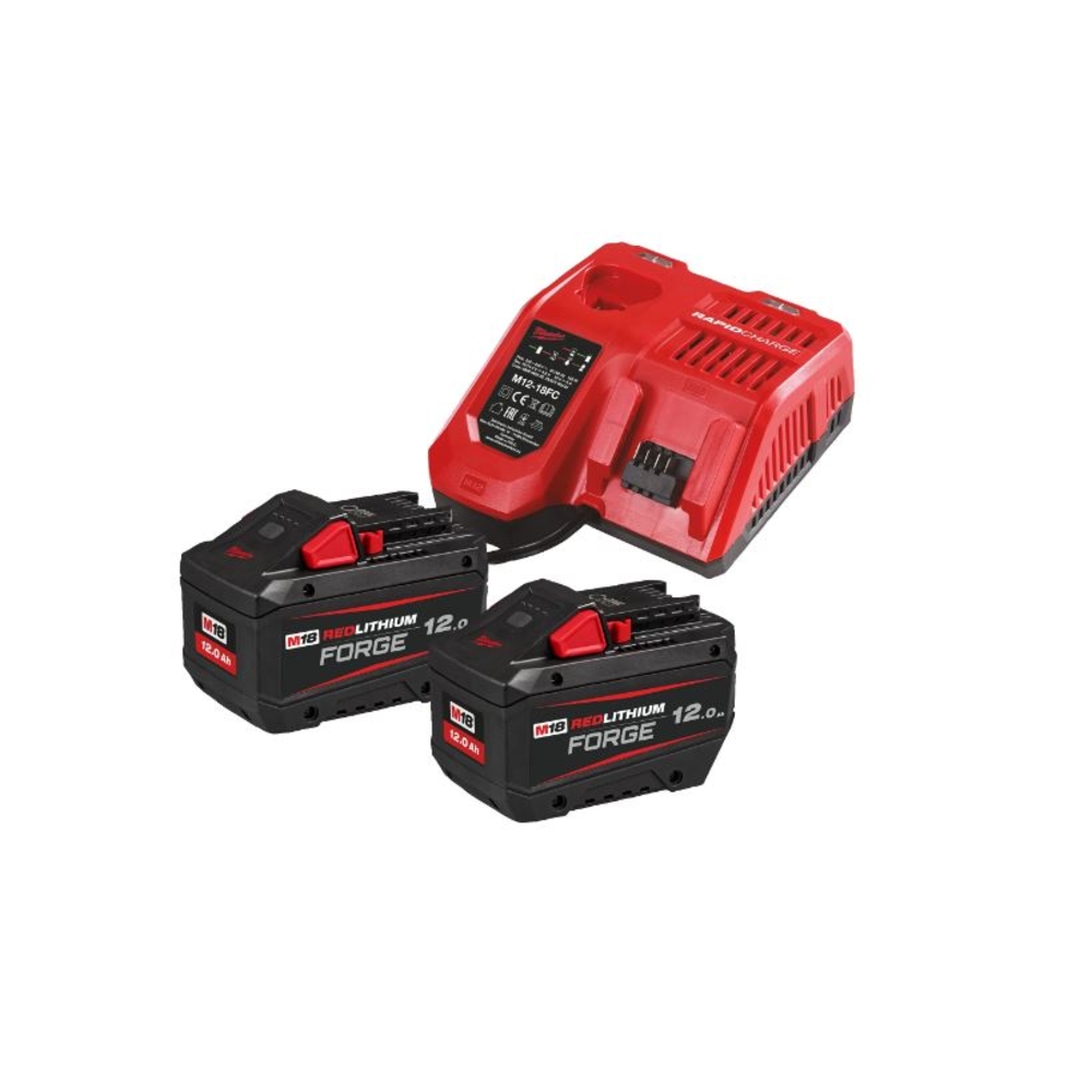 2 BATTERIES 12AH FORGE + CHARGEUR MILWAUKEE M18 FORGENRG-122 - 4933498610