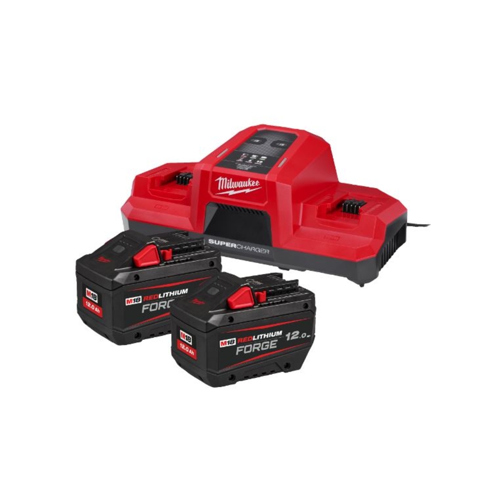 PACK MILWAUKEE 2 BATTERIES 12AH FORGE + CHARGEUR DOUBLE M18 FORGENRG-122DBSC 4933498614