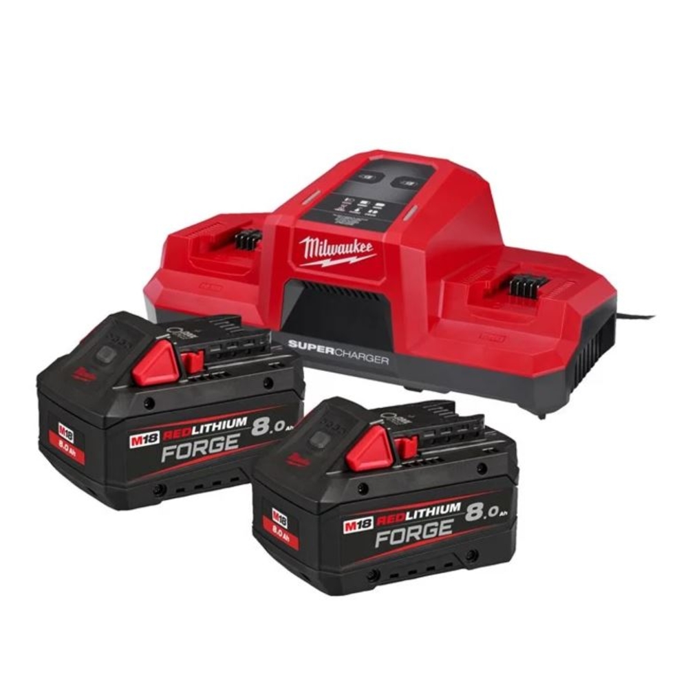 PACK BATTERIES 8AH FORGE MILWAUKEE 18V AVEC CHARGEUR M18 FORGENRG-802DBSC 4933498616
