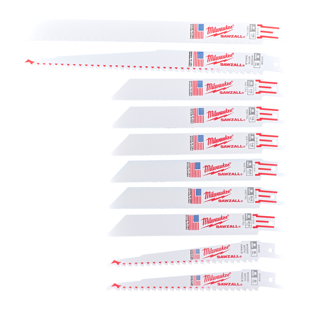 Set 10 lames de scies sabres MILWAUKEE - 49472211
