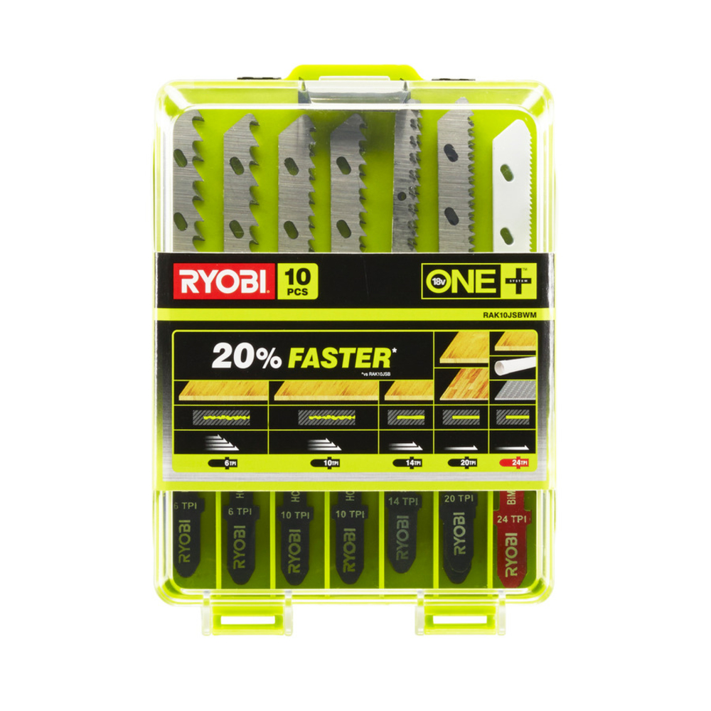 Coffret 10 lames spéciales scie sauteuse sans fil ONE+ bois - métal - plastique RYOBI RAK10JSBWM - 5132002811