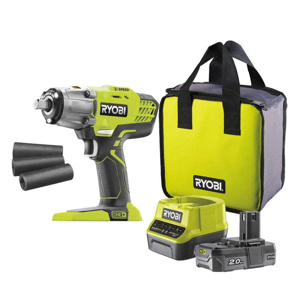 Boulonneuse à chocs 3 modes 18V ONE+ RYOBI - 1 batterie Lithium+ 2,0 Ah - 5133003574