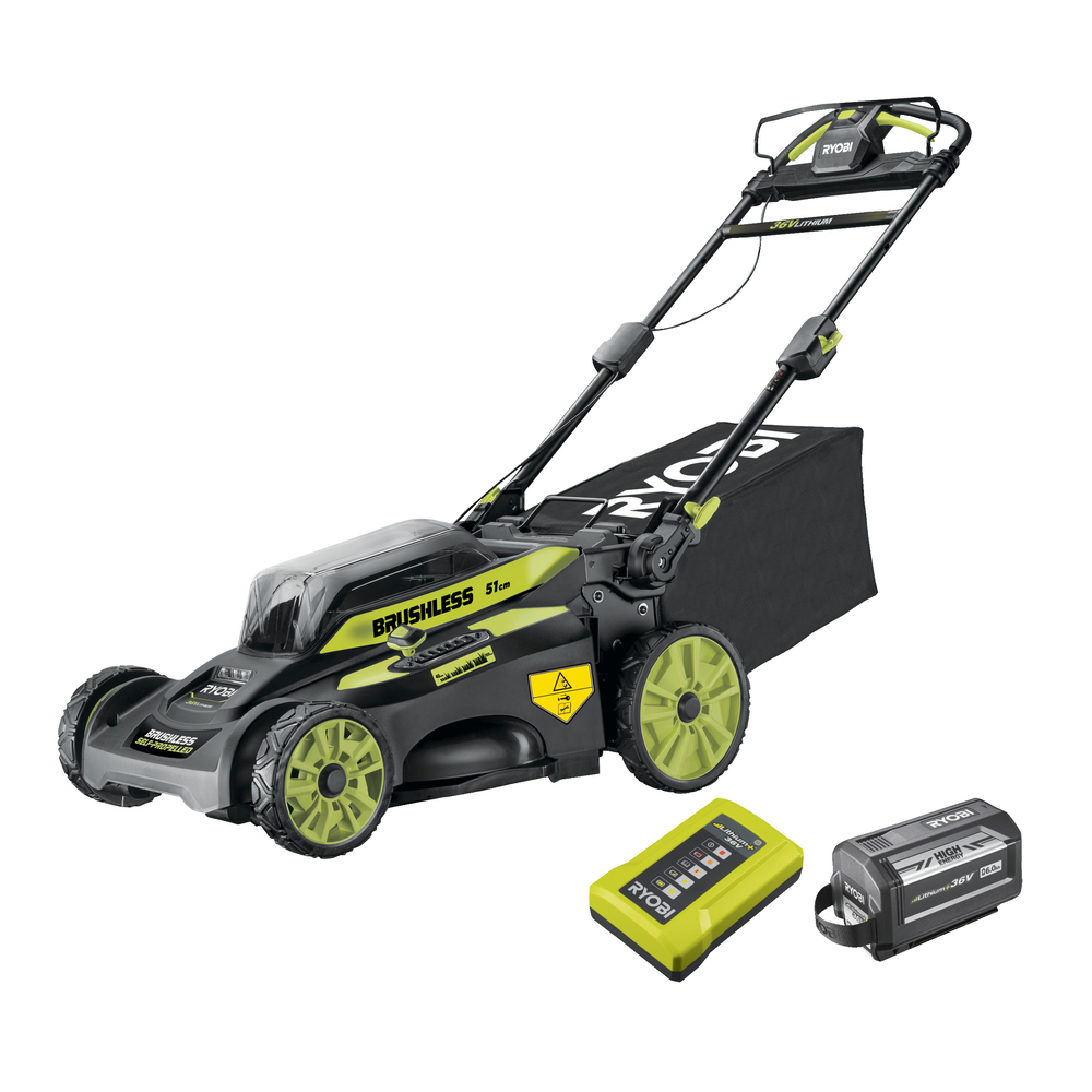 Tondeuse tractée RYOBI Brushless 36V MAX POWER - 51 cm (1 x 6,0 Ah High Energy) RY36LMX51A160 - 5133004589