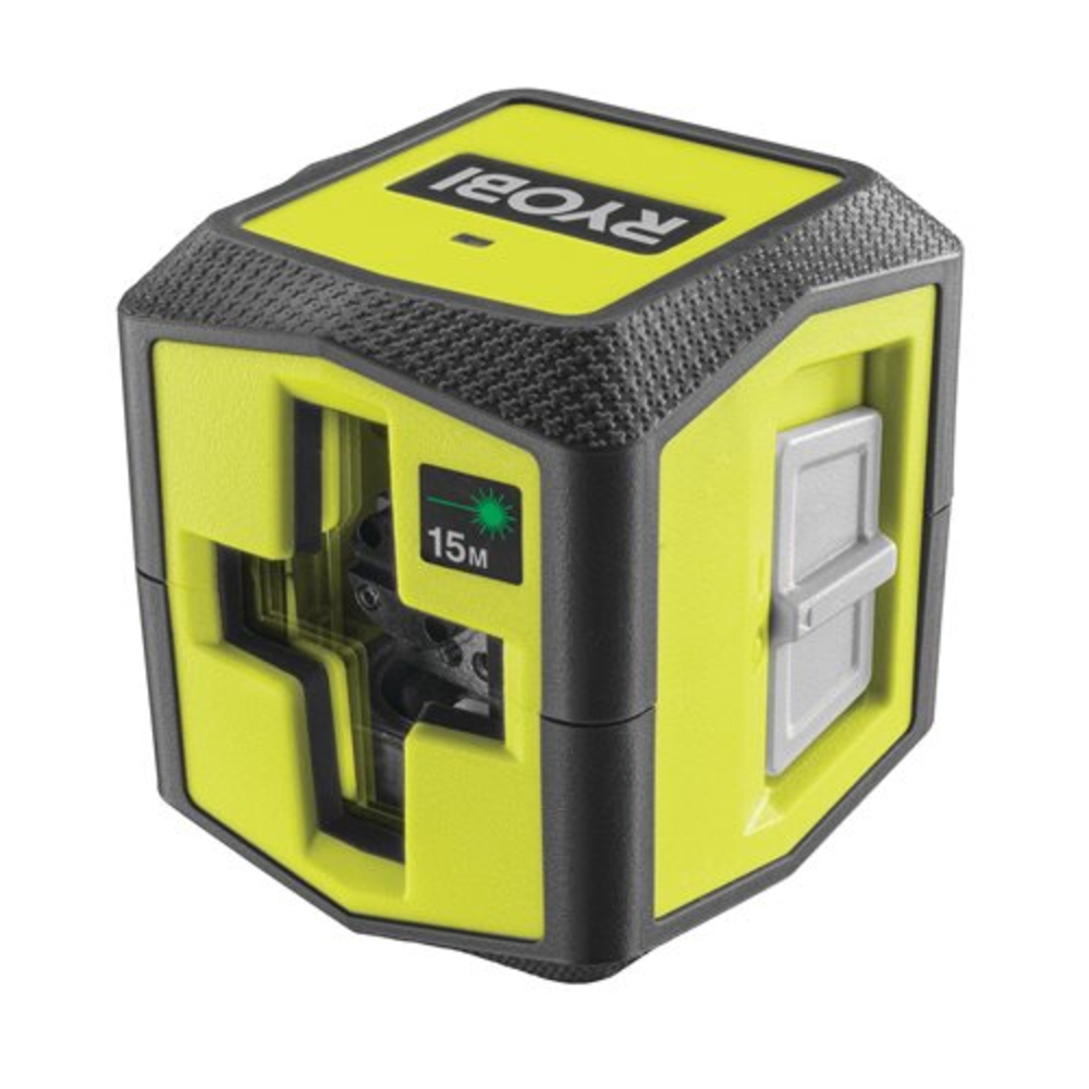 Laser croix vert - portée 15 m - précision +/- 0,5 mm - Livré avec une pince de fixation et 2 piles RYOBI - 5133004864