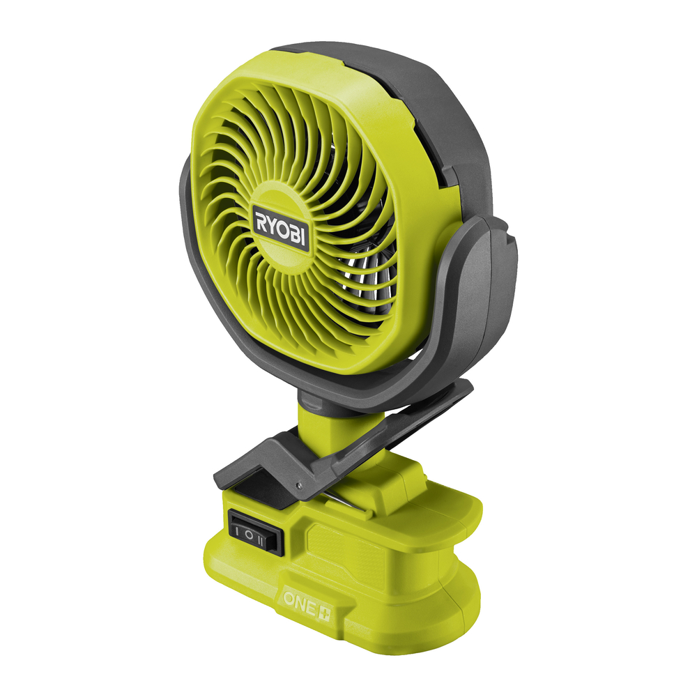 Ventilateur à pince 18V - diamètre 11 cm - tête orientable haut/bas & droite/gauche - 2 vitesses 2 500 - 3 400 tr/min RYOBI - 5133005400