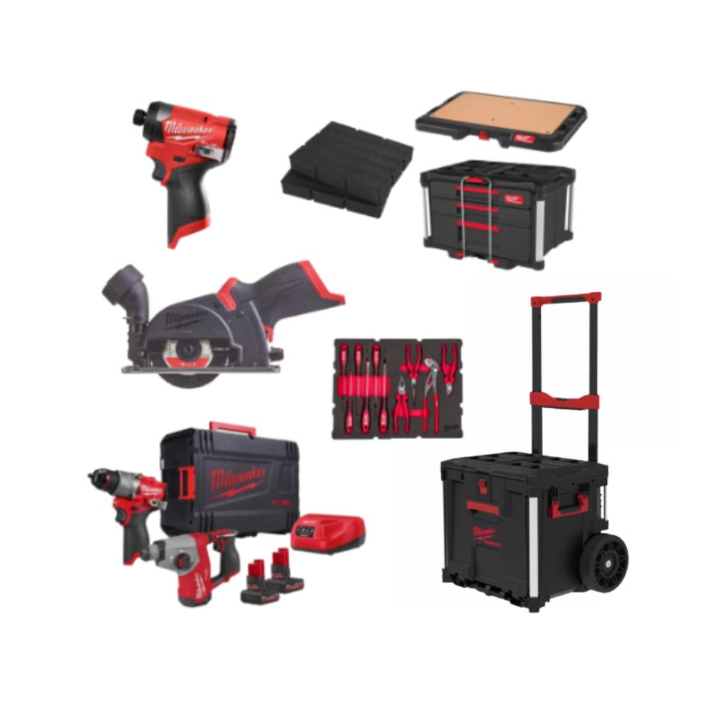 PACK 4 MACHINES M12 FUEL MILWAUKEE POUR AGENCEUR