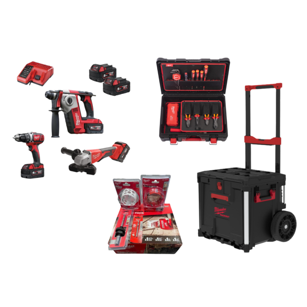 Pack machines et outils électricien MILWAUKEE avec PACKOUT et consommables