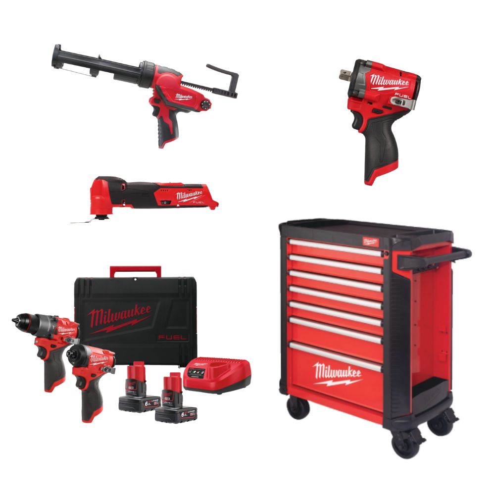 PACK 5 MACHINES MILWAUKEE M12 GARAGISTE + SERVANTE