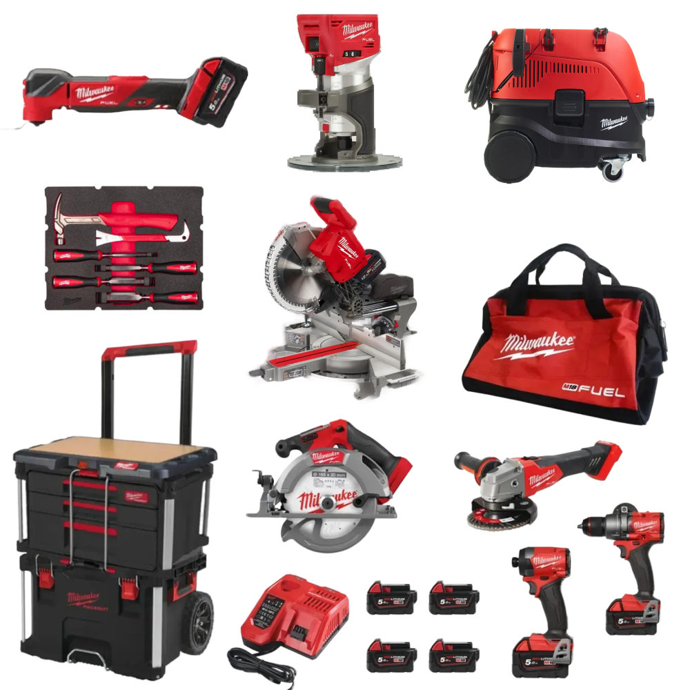 PACK 8 MACHINES MENUISIER M18 FUEL MILWAULKEE + PACKOUT