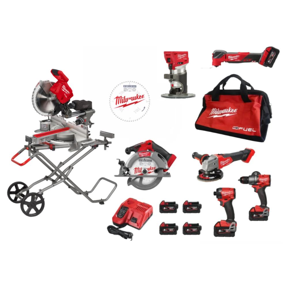 PACK 7 MACHINES MILWAUKEE M18 FUEL POUR MENUISIER