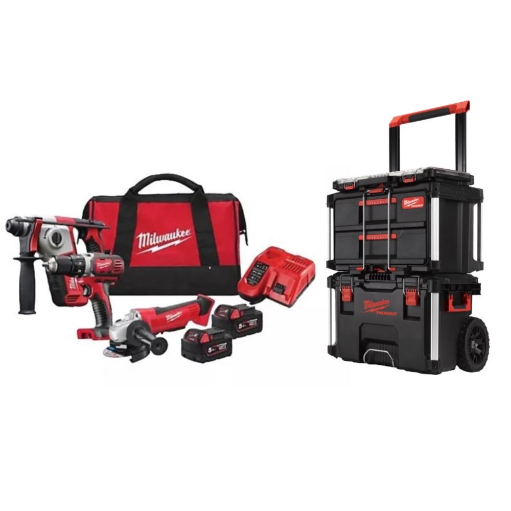 Packout 3 machines MILWAUKEE M18 BLPP3C-502 batterie + chargeur