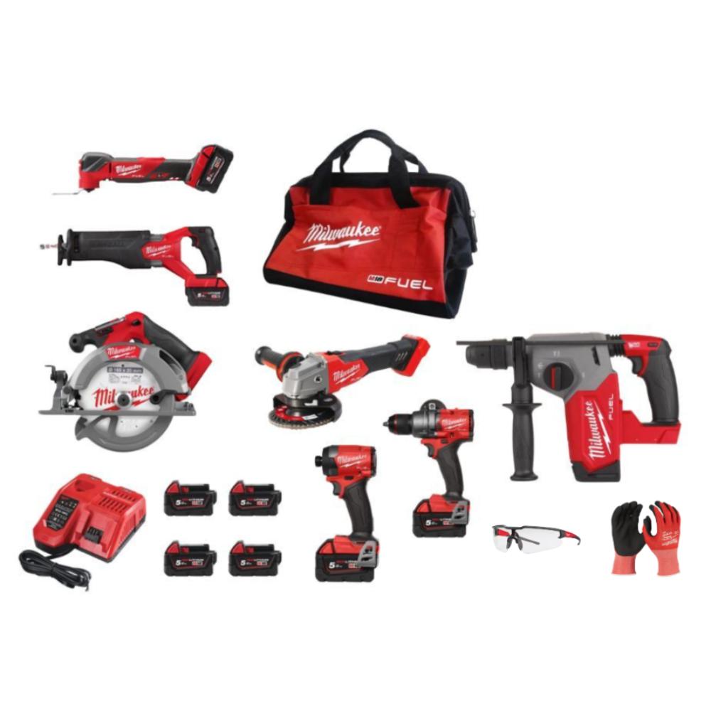 Pack 7 machines MILWAUKEE 18V FUEL M18 FPP6HF-504B FHX-0X avec batteries