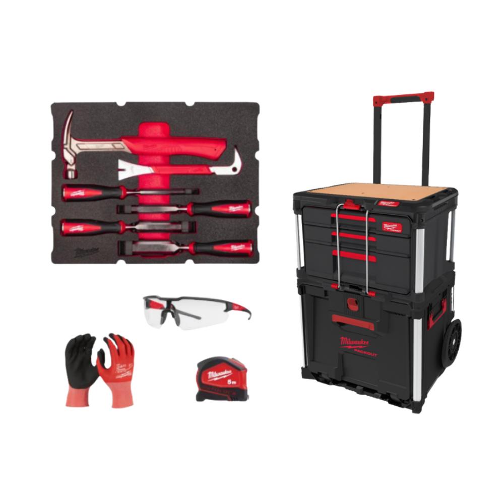 PACKOUT MILWAUKEE TROLLEY TIROIRS OUTILS METIER BOIS