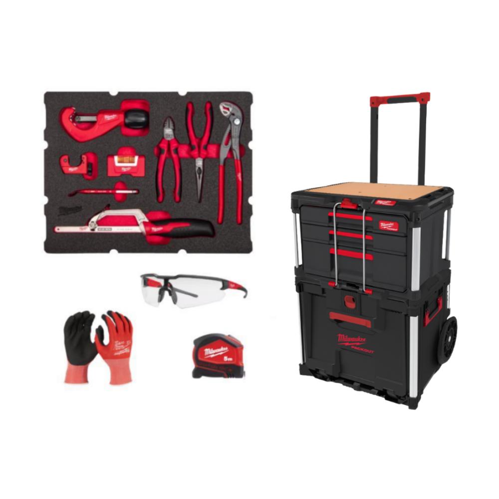 PACKOUT MILWAUKEE PLOMBIER TROLLEY TIROIRS OUTILS A MAIN