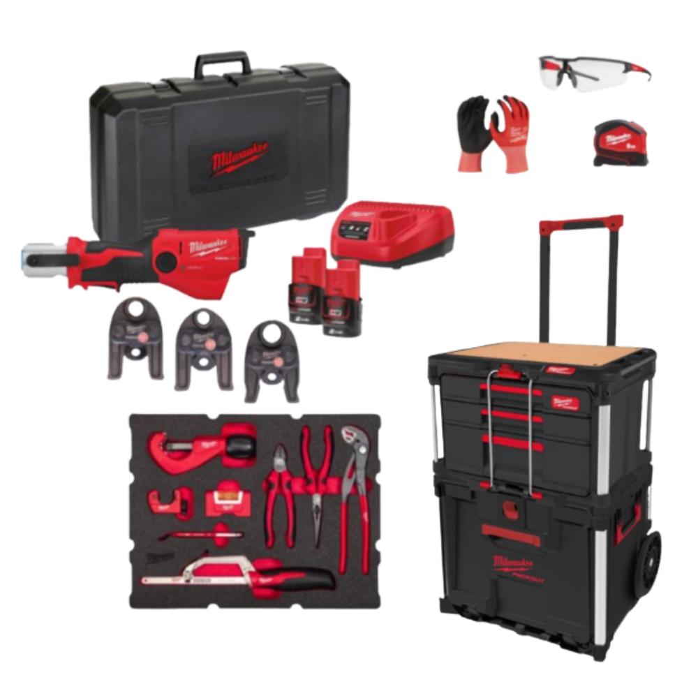 PACKOUT PLOMBIER MILWAUKEE SERTISSEUSE M12 MULTICOUCHE