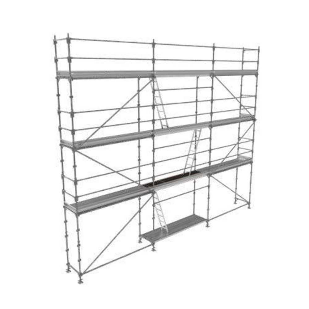 Echafaudage ACIER fixe R200 80 m² PROGRESS FIRST  garde-corps lisses + planchers acier + plinthes - TUBESCA - 0P000396