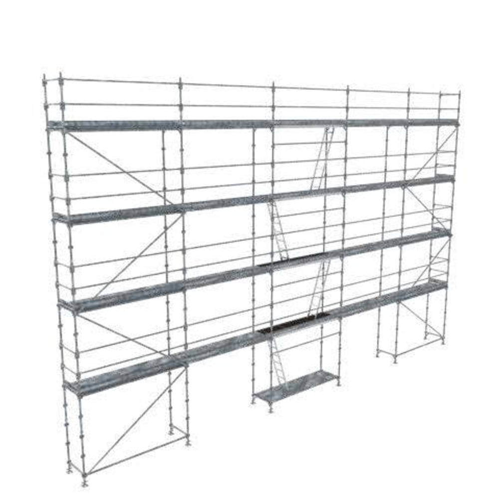 Echafaudage ACIER fixe R200 160 m²  PROGRESS PREMIUM garde-corps lisses + planchers acier + plinthes - TUBESCA - 0P000400