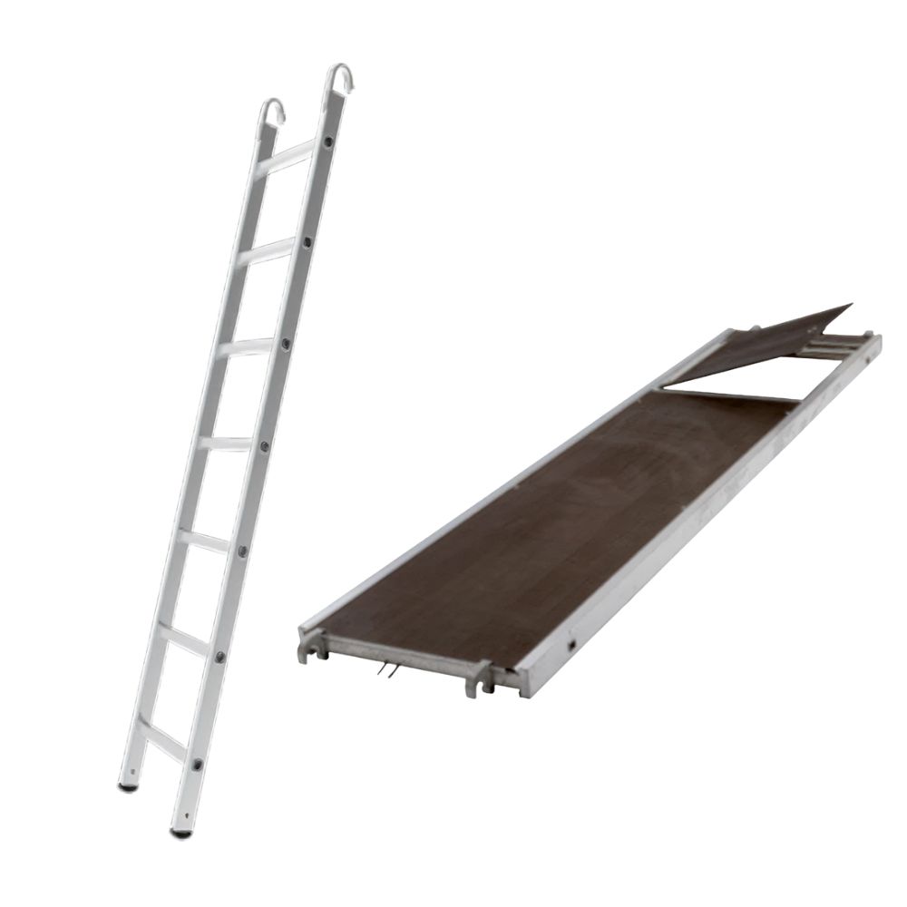 Lot de 3 planchers alu/bois à trappe R08 + 3 échelles en aluminium TUBESCA COMABI - 0P000456