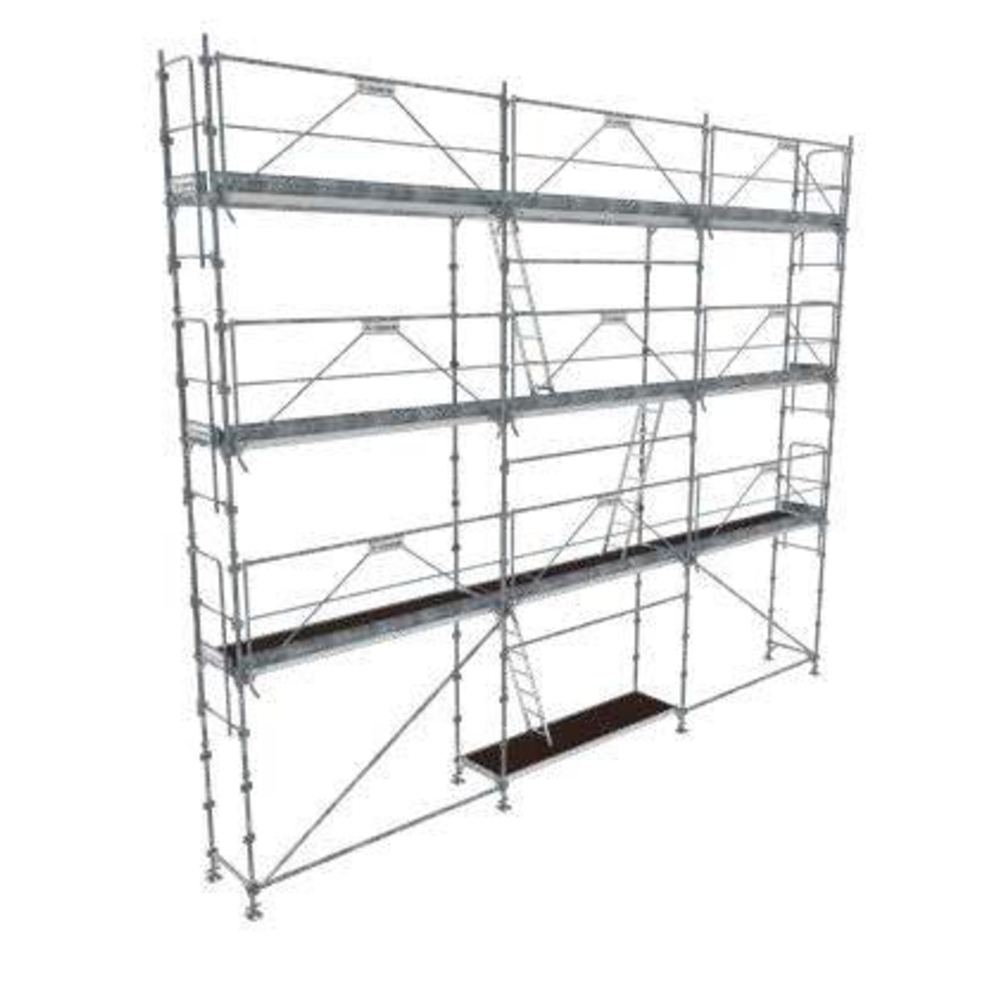 Echafaudage ACIER fixe R200 PROGRESS FIRST 80m2 avec garde-corps FUSIO + planchers acier + plinthes - TUBESCA - 0P000613