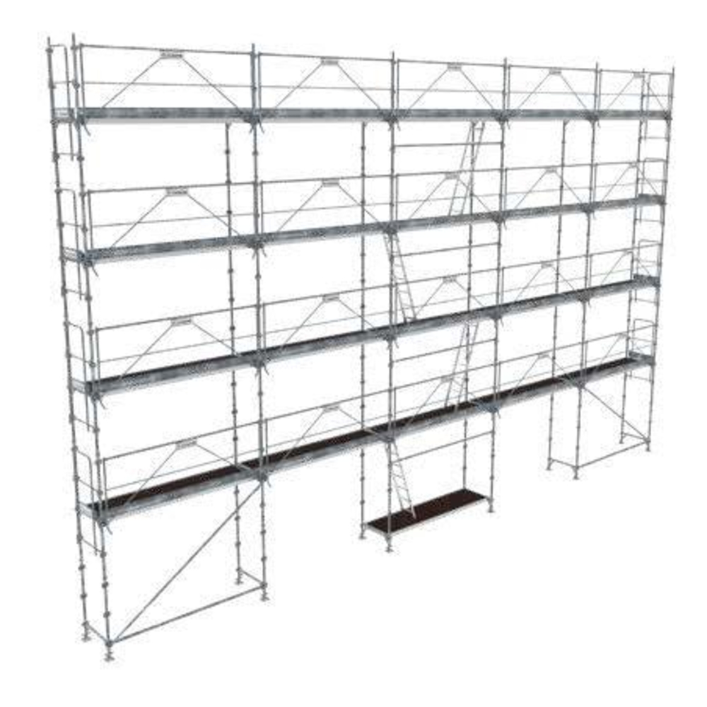 Echafaudage ACIER fixe R200 160 m² PROGRESS PREMIUM garde-corps FUSIO + planchers acier + plinthes - TUBESCA - 0P000615