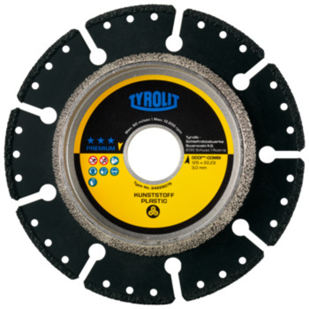 Disque diamant FONTE & PVC - sciage électro-portatif 125x3x22,23 TYROLIT - 34228075