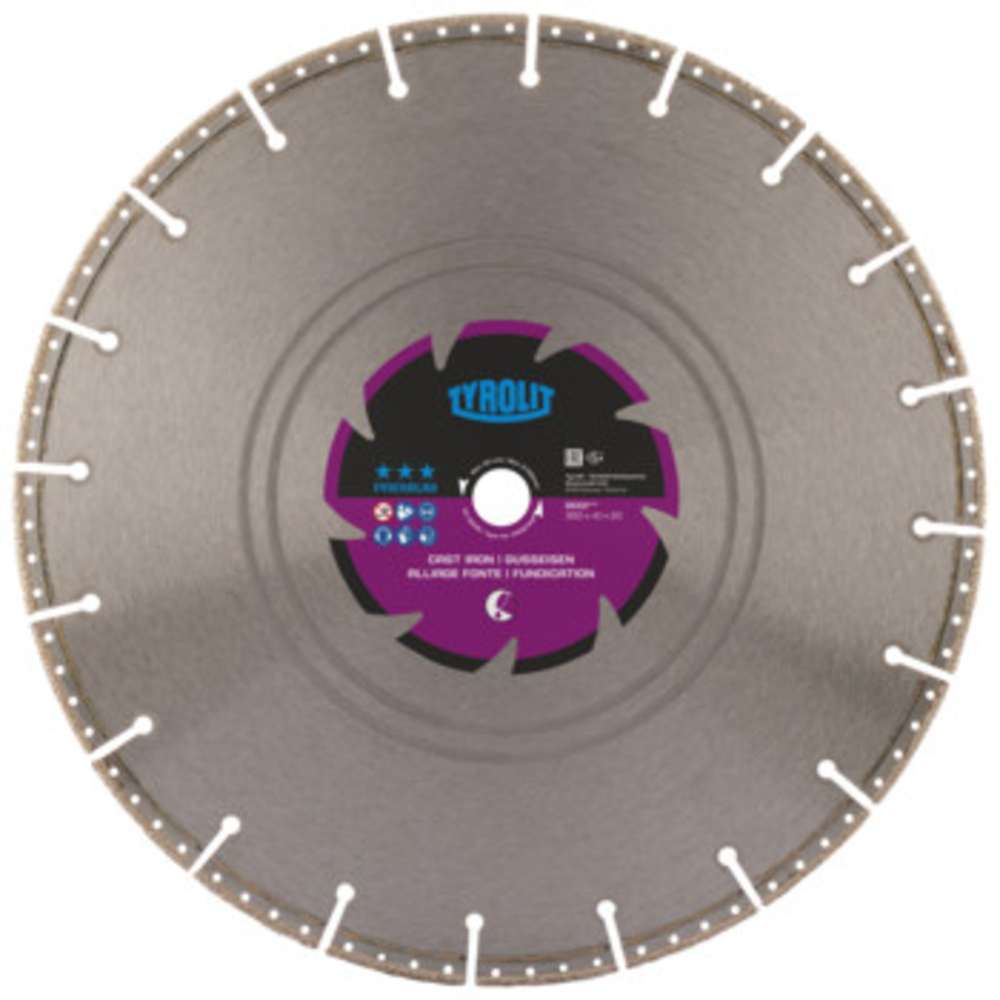 Disque diamant FONTE & PVC pour tronçonnage à sec - sciageportatif diam. 350x4,1x20 TYROLIT - 34367418