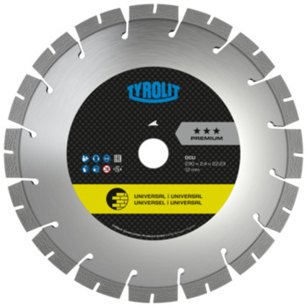 Disque diamant universel - sciage électro-portatif 230x2,6x22,23 PREMIUM TYROLIT - 34434386